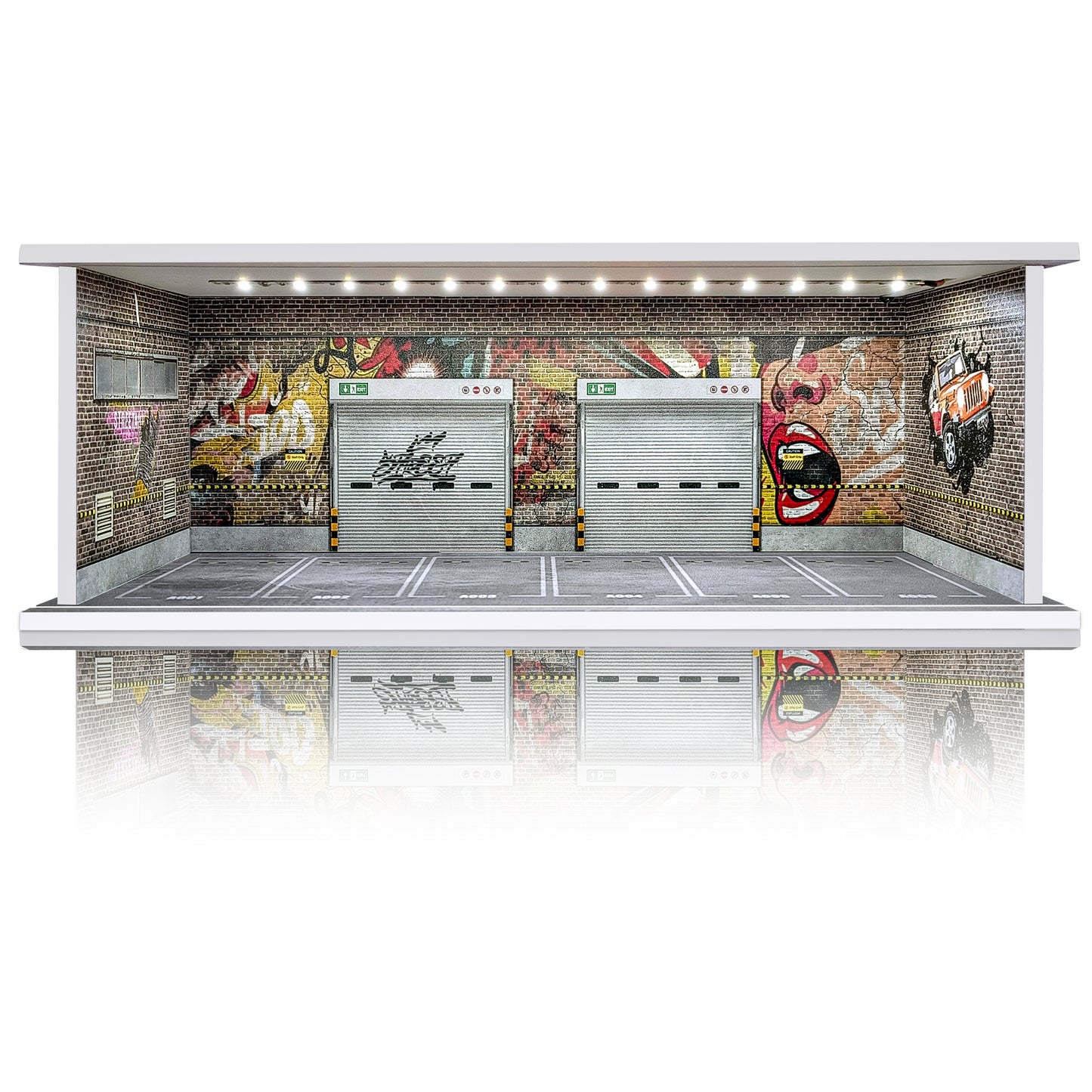 Parking Garage for 1/64 Cars with LED Lights, Display Case for Hot Wheels Cars