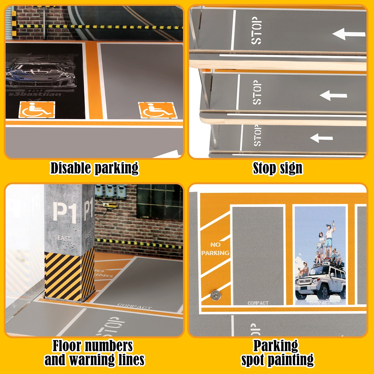 Saichotoy 1/64 Cars Parking Garage with Lights, Hot Wheels Storage and Display Case