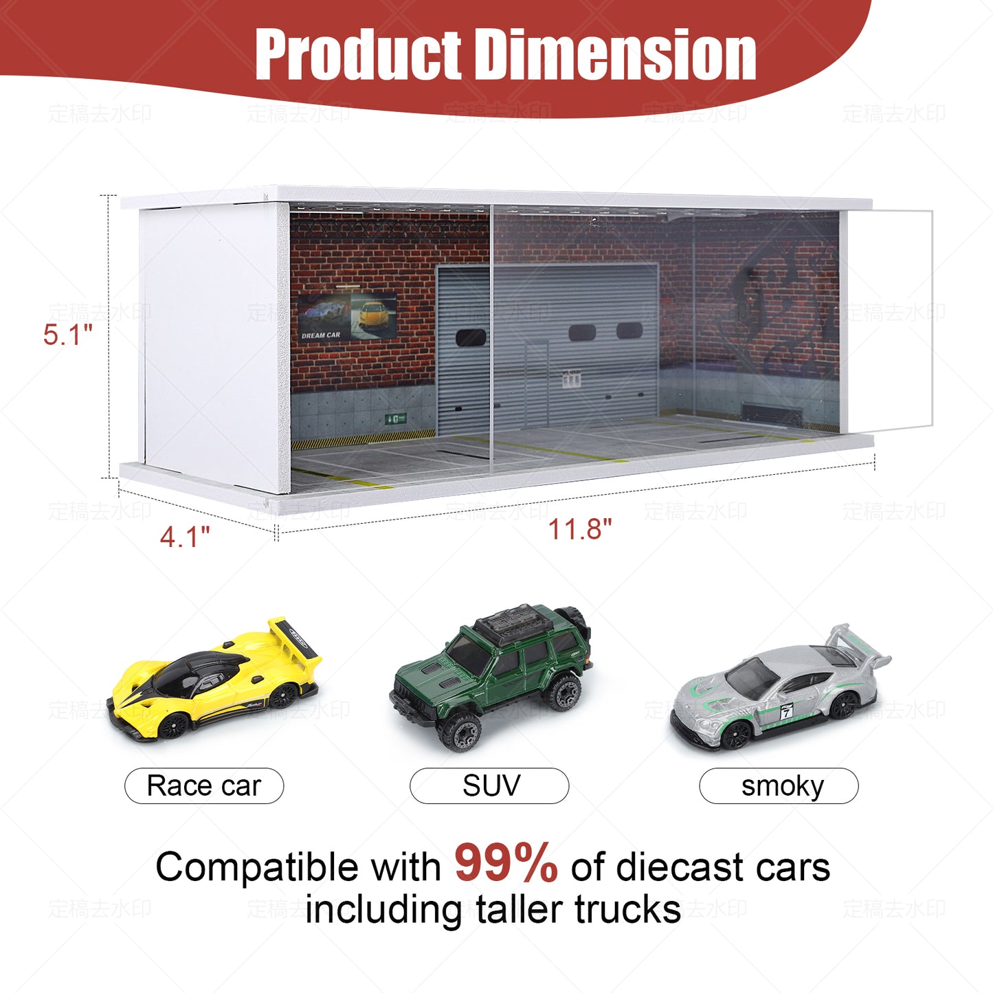Parking Garage for 1/64 Cars with LED Lights, Display Case for Hot Wheels Cars