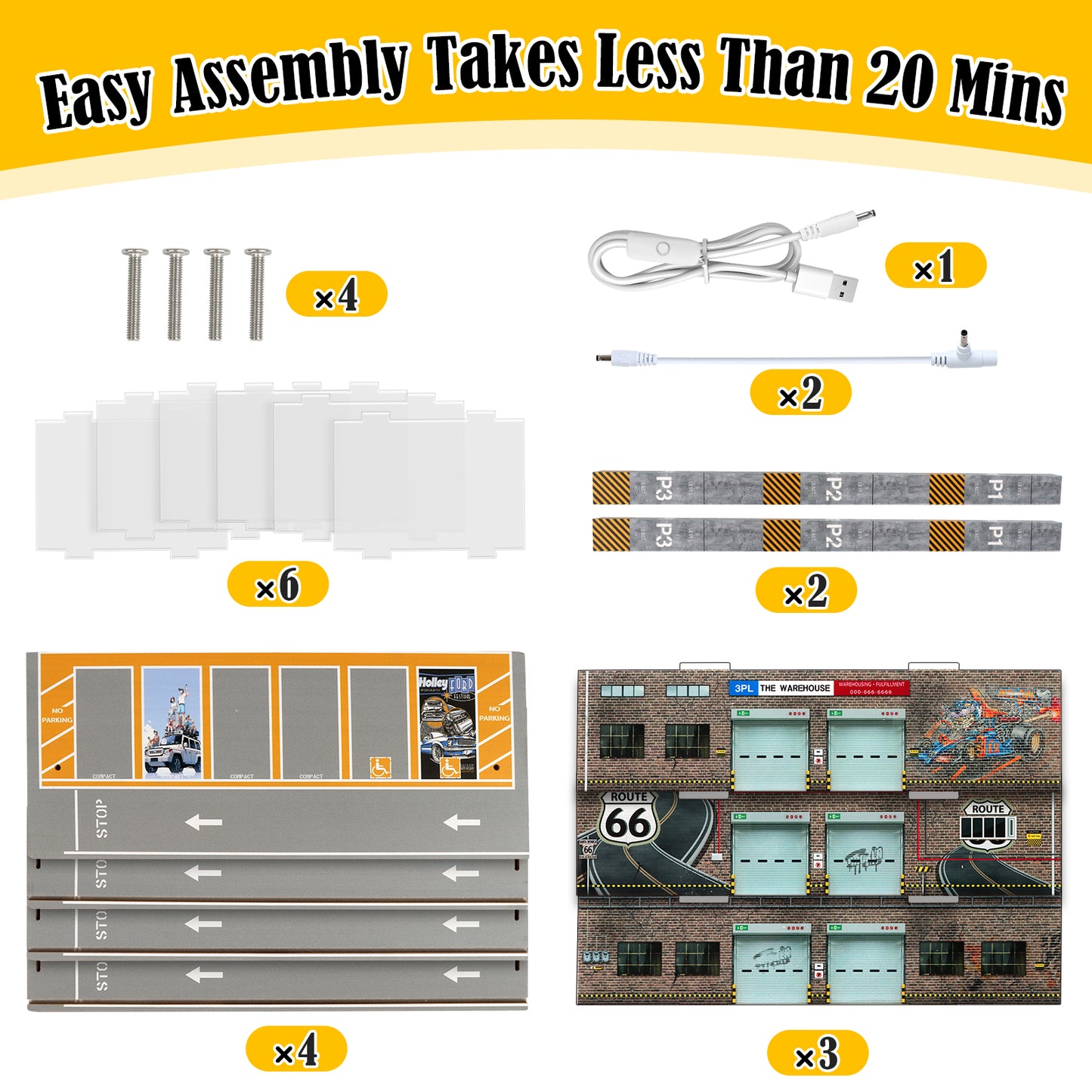 Saichotoy 1/64 Cars Parking Garage with Lights, Hot Wheels Storage and Display Case