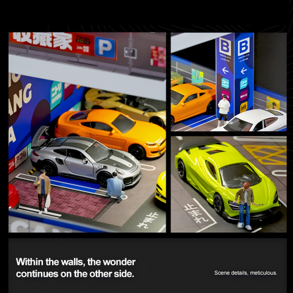 3-Level City Parking Garage Diorama with LED Lights