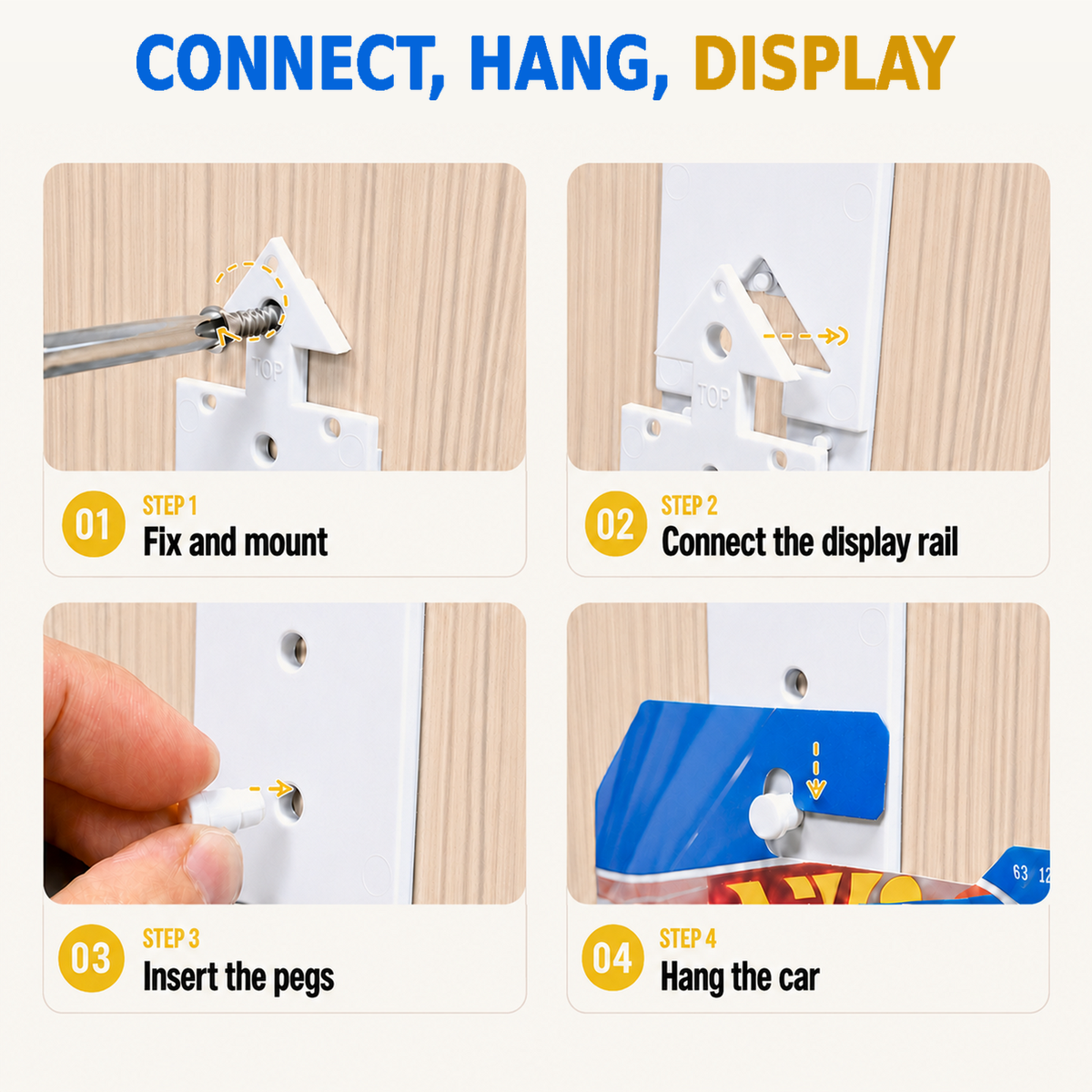 Saichotoy Wall Mount Display for Hot Wheels, Storage for 1/64 Scale Cars