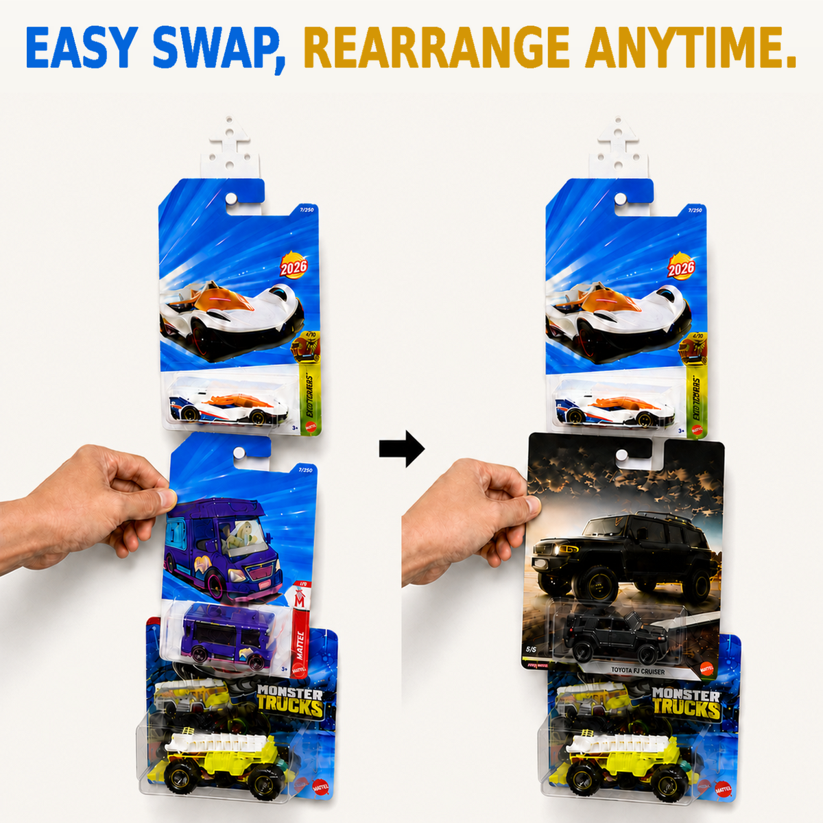 Saichotoy Wall Mount Display for Hot Wheels, Storage for 1/64 Scale Cars