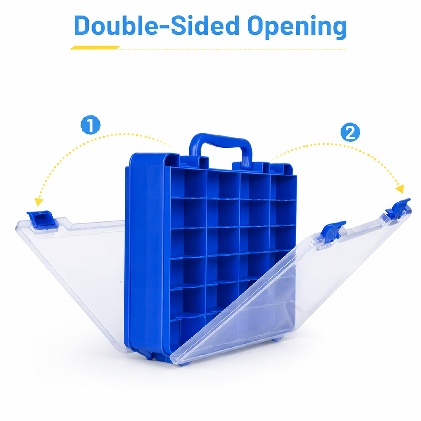 Saichotoy Hot Wheels Storage Box for 1/64 Scale Cars,  48-Slot Double-Sided Transparent Organizer with Built-in Adjustable Dividers & Steps Prevent Sliding