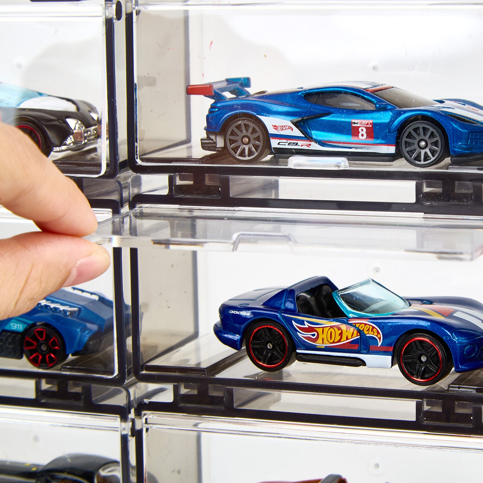 hot wheels display case for carded cars Saichotoy Display Case Compatible with Hot Wheels, Stackable Toy Car Storage