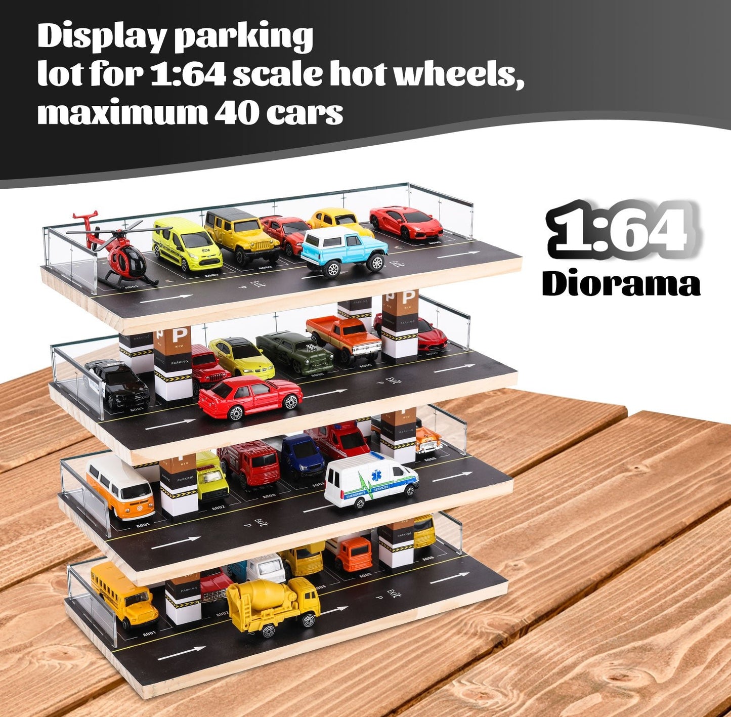 Saichotoy Hot Wheels parking garage toy, main photo with scene