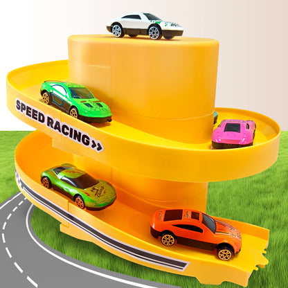 Toy Car Track Storage Set - Toddler Toys for Ages 2-5 Including 12 Diecast Cars Compatible with Hot Wheels, Plat Mat, Race Tracks, Car Ramp, Kids Birthyday Gift for 2 3 4 5 Year Old Boys