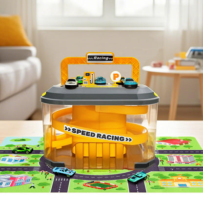 Toy Car Track Storage Set - Toddler Toys for Ages 2-5 Including 12 Diecast Cars Compatible with Hot Wheels, Plat Mat, Race Tracks, Car Ramp, Kids Birthyday Gift for 2 3 4 5 Year Old Boys