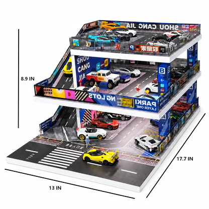 3-Level City Parking Garage Diorama with LED Lights