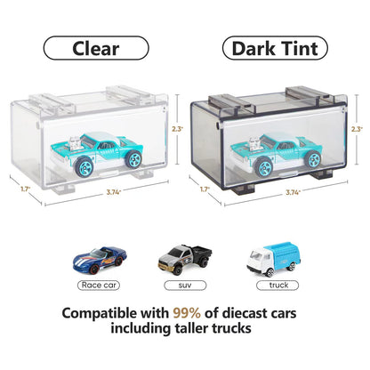Saichotoy Hot Wheels Display Case, clear versus dark tint color comparision