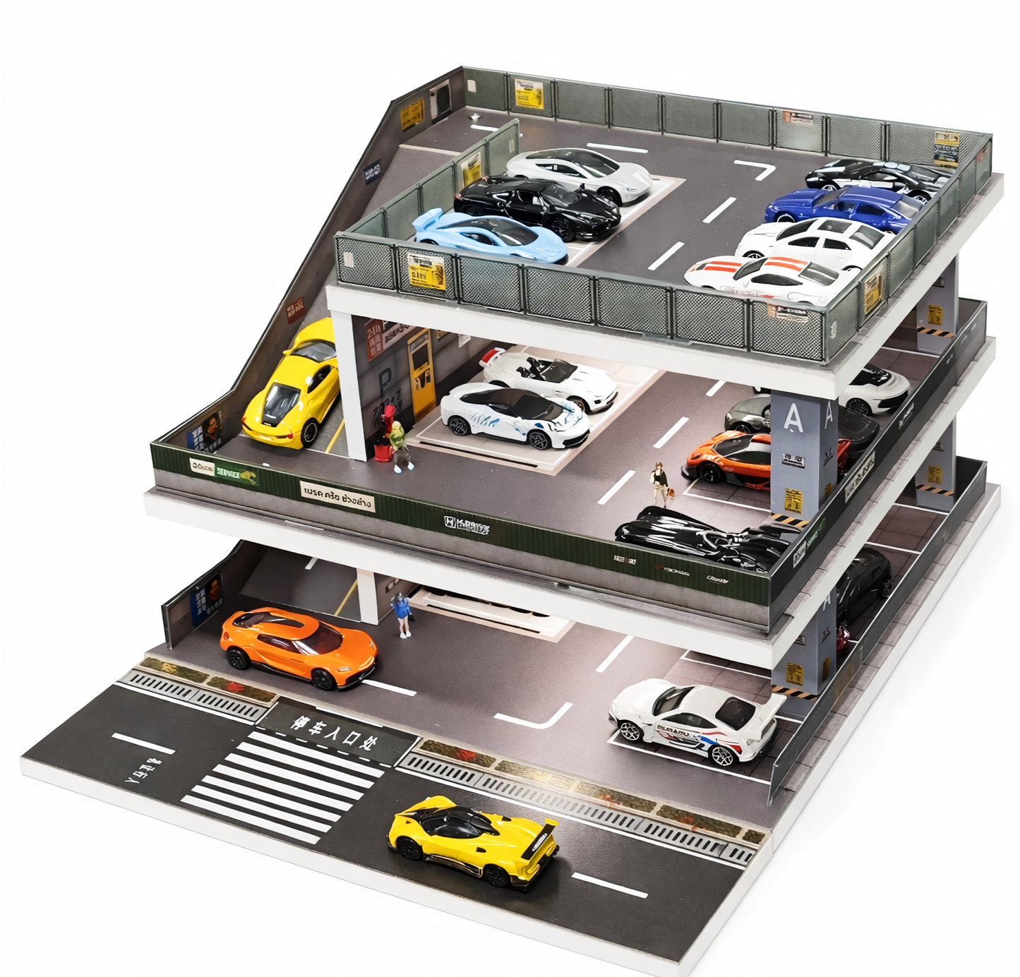 3-Level City Parking Garage Diorama with LED Lights