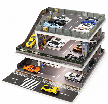 3-Level City Parking Garage Diorama with LED Lights