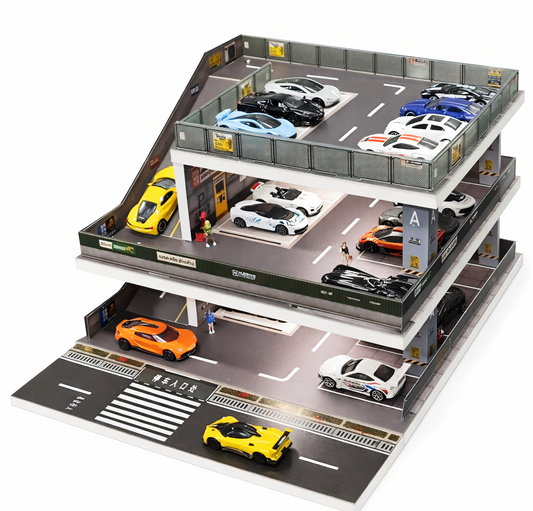 3-Level City Parking Garage Diorama with LED Lights